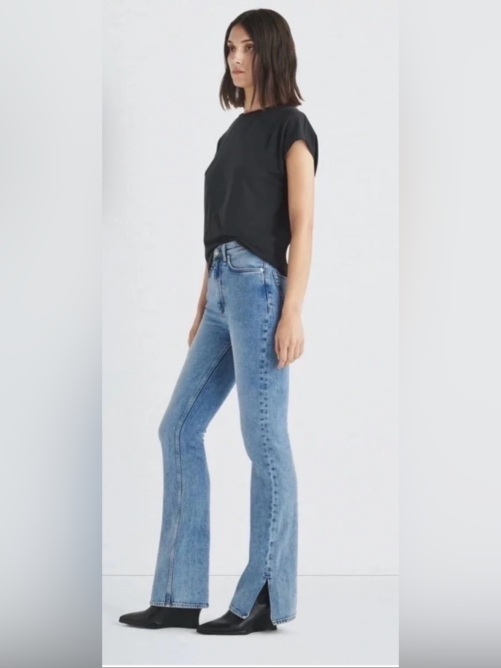 Rag & Bone Peyton High-Rise Bootcut Jeans in Summer Blues, Size 29, ankle slit